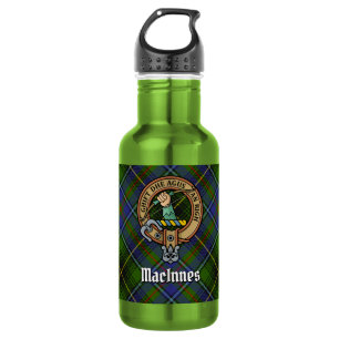 Botella De Agua Crest de Clan MacInnes sobre tartán