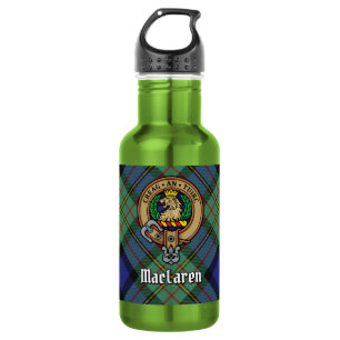 Botella De Agua Crest de Clan MacLaren sobre tartán