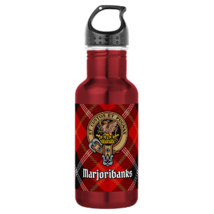 Botella De Agua Crest de Clan Marjoribanks sobre Tartán