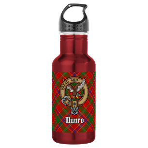Botella De Agua Crest de Clan Munro sobre Tartán