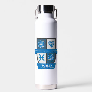 Botella De Agua Crest de cumpleaños de Piscis™ para el 1-20 de mar