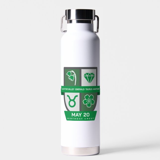 Botella De Agua Crest de cumpleaños de Tauro™ para 1-20 de mayo (Delantero)