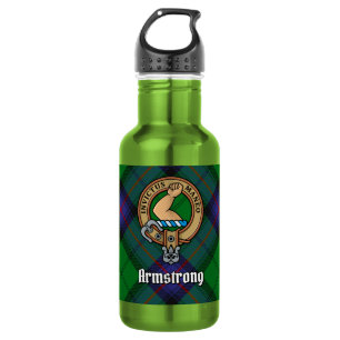 Botella De Agua Crest del Clan Armstrong sobre tartán