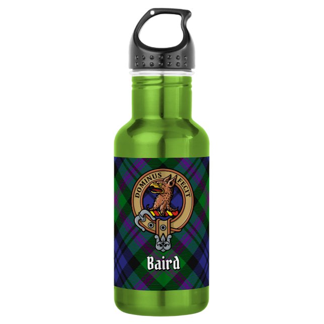 Botella De Agua Crest del Clan Baird sobre tartán (Anverso)
