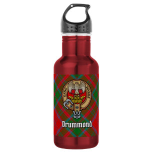 Botella De Agua Crest del Clan Drummond sobre Tartán