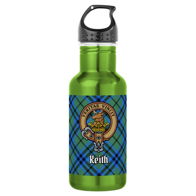 Botella De Agua Crest del Clan Keith sobre tartán (Anverso)