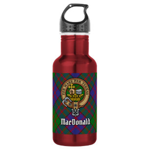 Botella De Agua Crest del Clan MacDonald sobre tartán