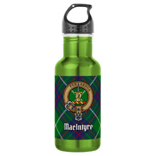 Botella De Agua Crest del Clan MacIntyre sobre tartán