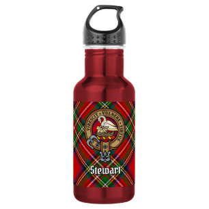Botella De Agua Crest del Clan Stewart sobre Tartán Real