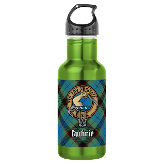 Botella De Agua Crestá del clan Guthrie sobre tartán (Anverso)