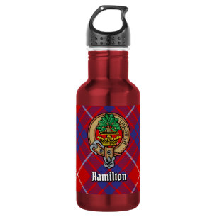 Botella De Agua Crestón del clan Hamilton sobre tartán rojo