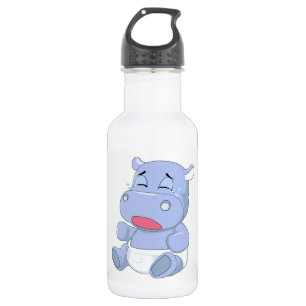 Botella De Agua Cría de hipopótamo llorando