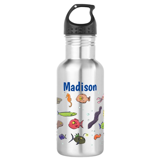 Botella De Agua Criaturas marinas divertidas patrón de ilustracion (Anverso)