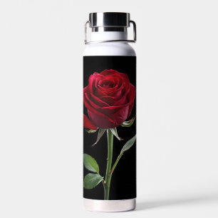 Botella De Agua Crimson on Ebony: La única rosa roja,