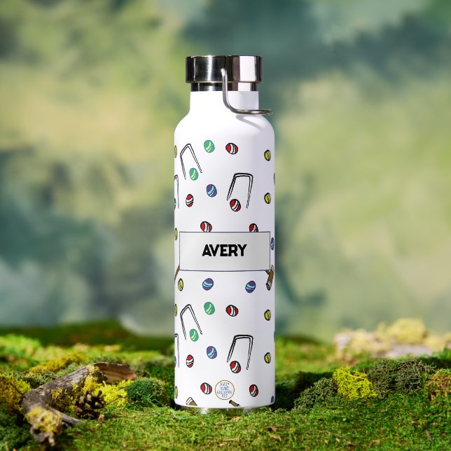 Botella De Agua Croquet Mallets Wickets Boho Moda personalizada (Exterior)