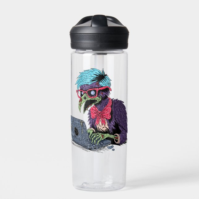 Botella De Agua Crow de computadoras zombi (Delante)