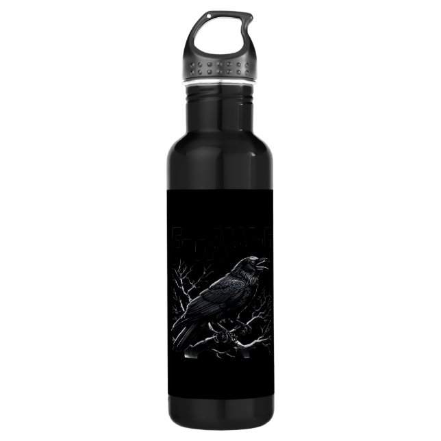 Botella De Agua Crow, F-Caw-F Funny Bird Minimal Clean (Anverso)