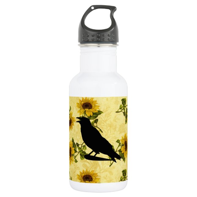 Botella De Agua Crow on Sunflowers (Anverso)