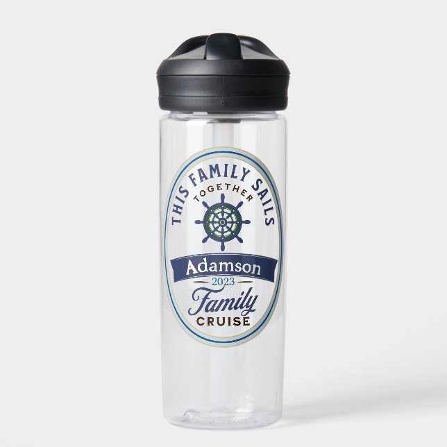 Botella De Agua Cruceros familiares de personalizable (Delante)