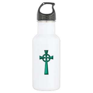 Botella De Agua Cruz Celta Metálica Verde