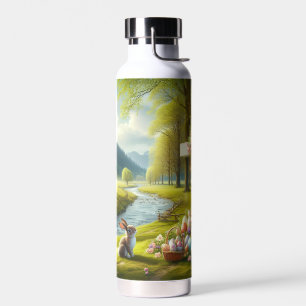 Botella De Agua Cruz de Pascua con conejo y huevos