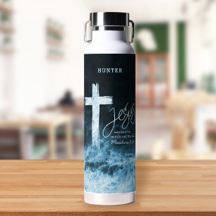 Botella De Agua Cruz en la Biblia del Mar Enfurecido Verse Persona
