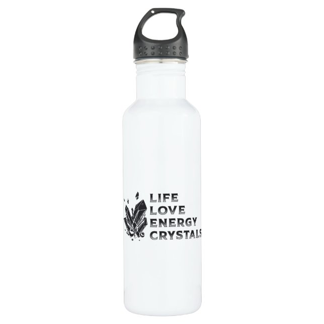 Botella De Agua Crystal Healing Gemstone Life Love Energy Crystals (Anverso)