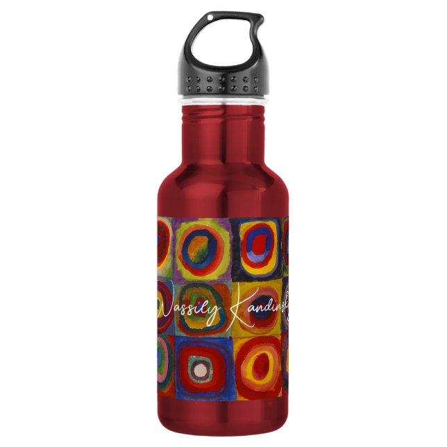 Botella De Agua Cuadrados de Kandinsky Círculos Concéntricos Arte  (Anverso)