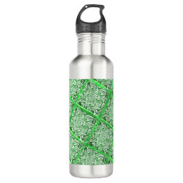Botella De Agua Cuadrados, mosaico falso, follaje verde falso