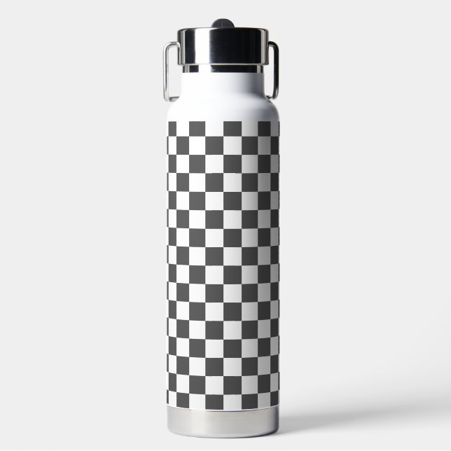 Botella De Agua Cuadro clásico gris oscuro (Frente)