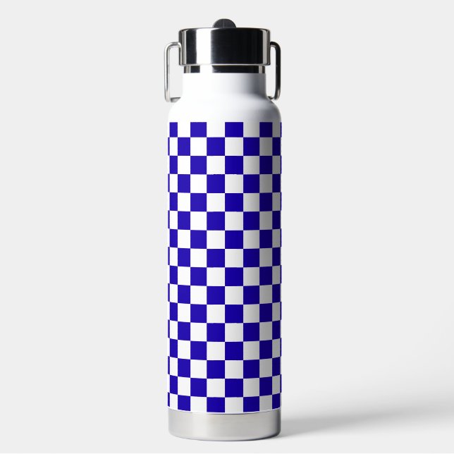 Botella De Agua Cuadros azules oscuros (Frente)