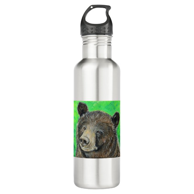 Botella De Agua Cuadros de oso marrón reflexivo (Anverso)