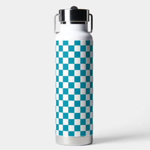Botella De Agua Cuadros turquesa oscuro
