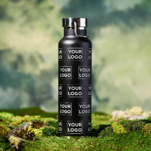 Botella De Agua Cualquier patrón de logotipo de forma en negro