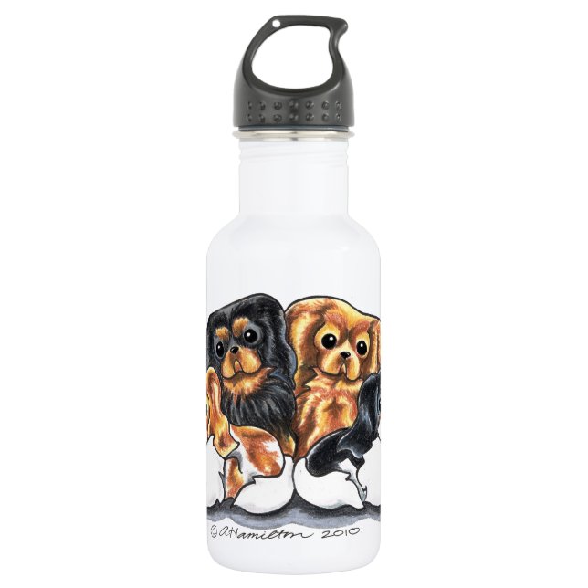 Botella De Agua Cuatro Caballeros Rey Charles Spaniels (Anverso)