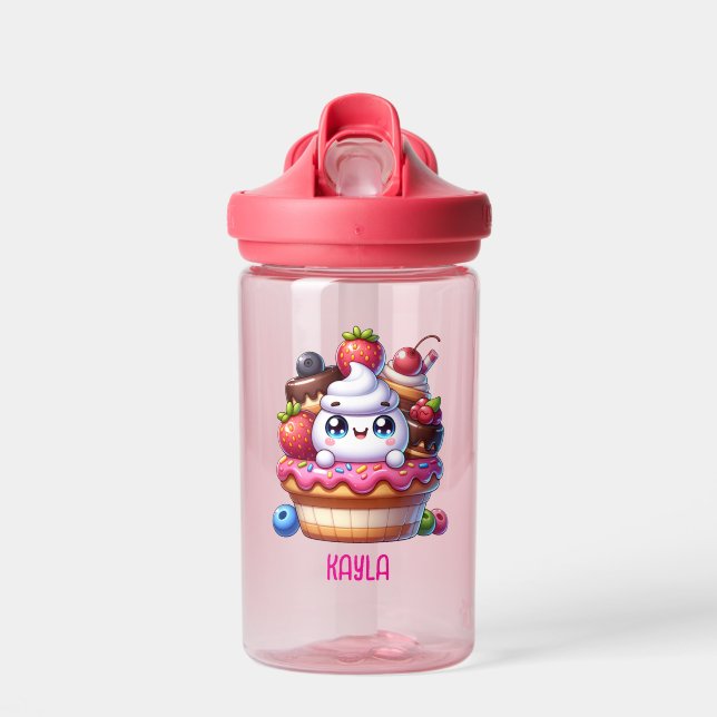 Botella De Agua Cubierta de fresa de Kawaii personalizada (Delante)