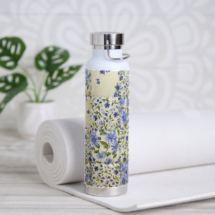 Botella De Agua Cuchillo floral azul