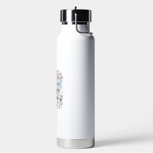 Botella De Agua Cuerno Agudo Corazón Suave Unicornio Fondo Blanco  (Izquierda)