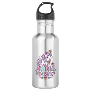 Botella De Agua Cuerno de Cascabel de Unicornio Encantador Gráfico