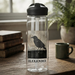 Botella De Agua Cuervo de ónix gótico Silueta de Academia Oscura