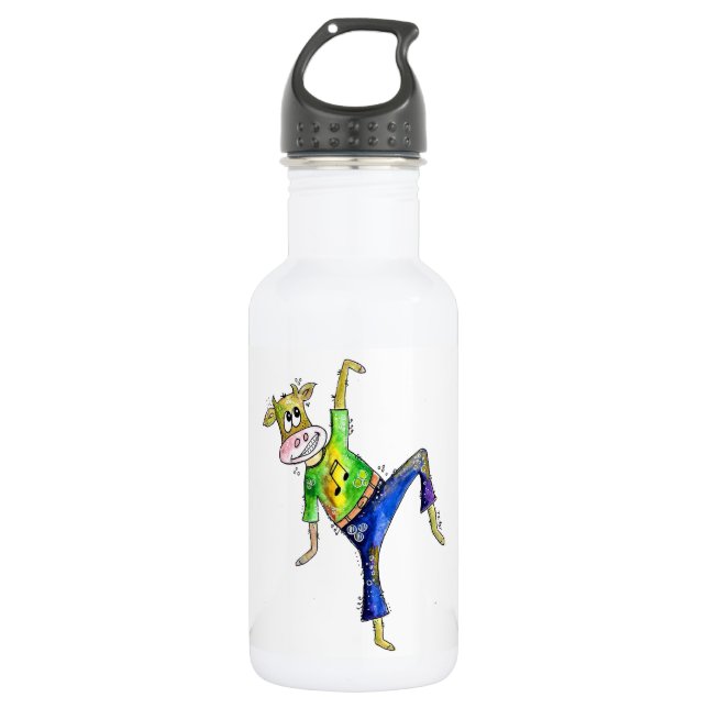 Botella De Agua Cuidada y caprichosa vaca bailarina (Anverso)