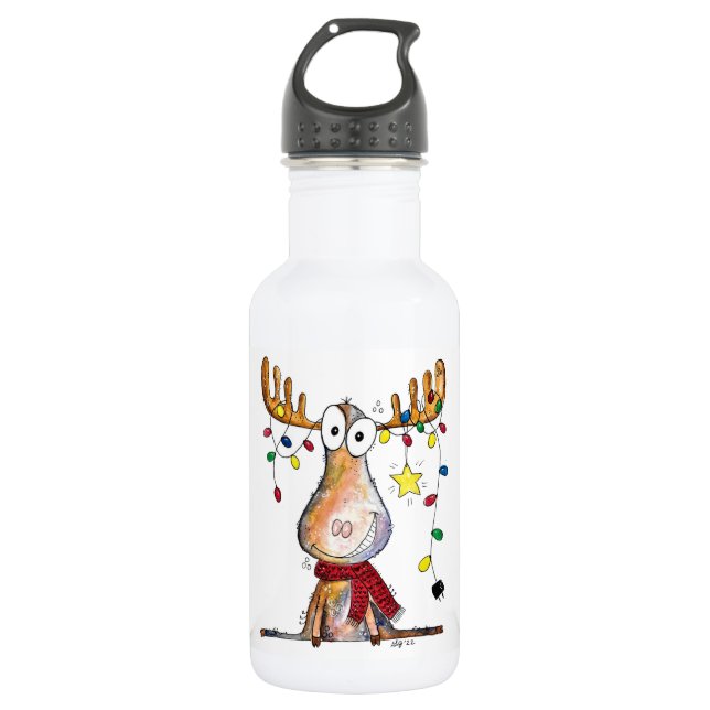 Botella De Agua Cuidados Navidades caprichosos Moose (Anverso)