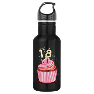 Botella De Agua Cumpleaños 18 - Pastel rosa