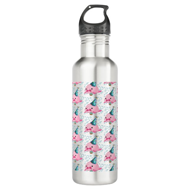 Botella De Agua Cumpleaños de Blobfish festivo  (Anverso)