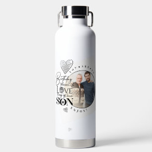 Botella De Agua Cumpleaños del Hijo Moderno, Tipografía de Cumplea