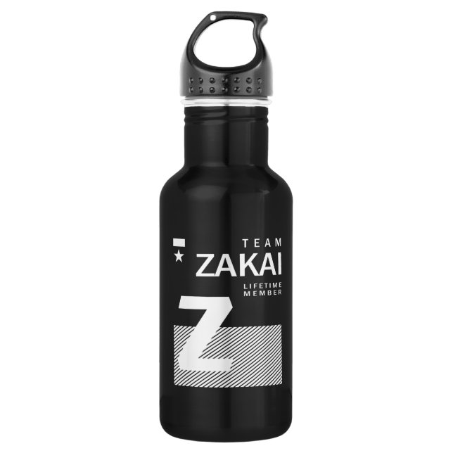 Botella De Agua Cumpleaños del nombre personalizado de Zakai (Anverso)