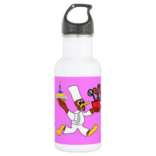 Botella De Agua Cumpleaños del Pato Chef Rosa 