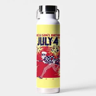 Botella De Agua Cumpleaños del Tío Sam con Estrellas 4 de Julio