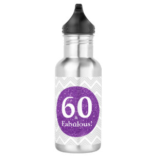 Botella De Agua Cumpleaños púrpura 60 y fabulosa celebración