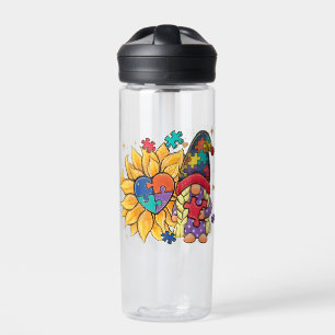 Botella De Agua Cúpula, girasol y conciencia del autismo cardíaco